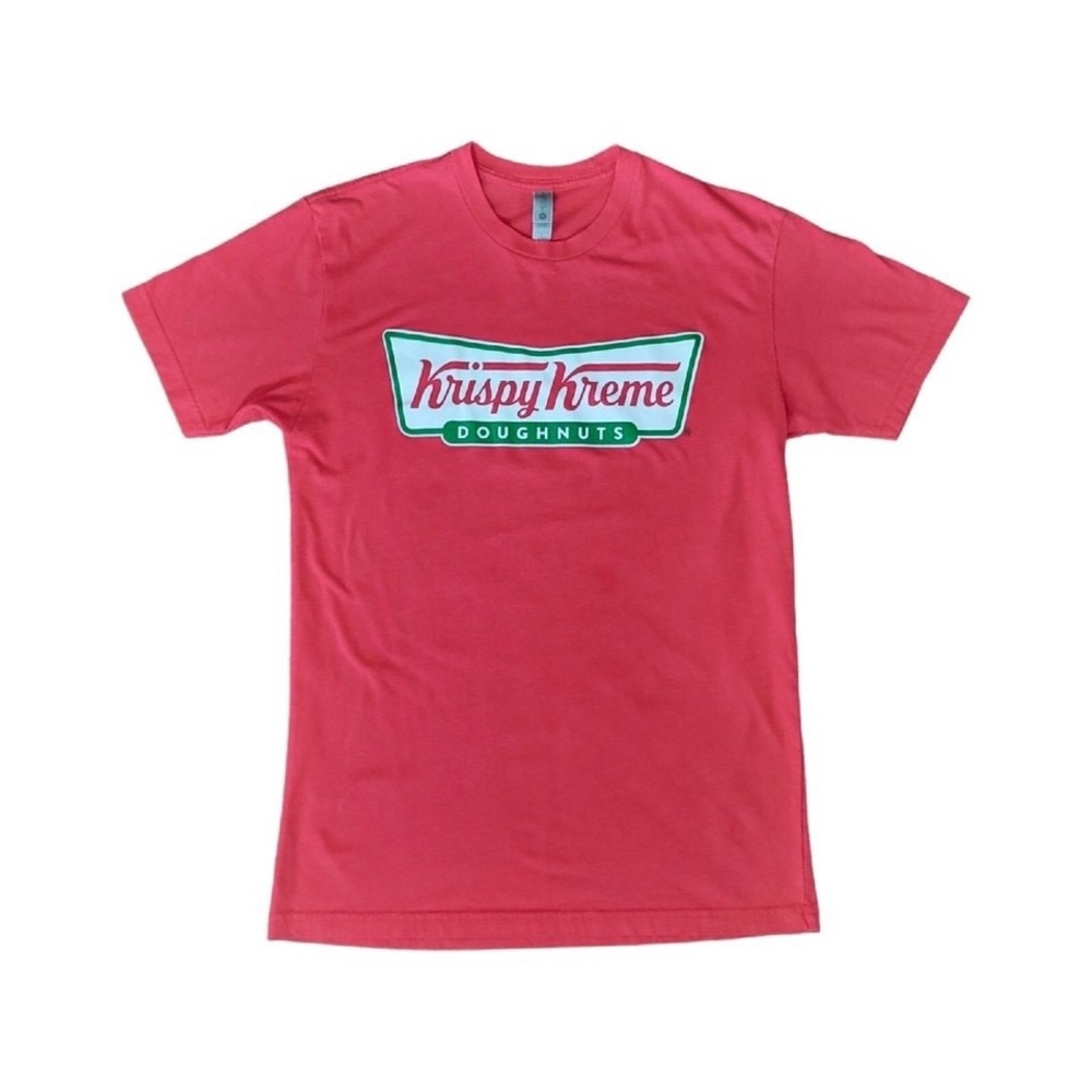 Women's Krispy Kreme Red Short Sleeve Crew Neck Logo Tee Size S Cotton Blend - Picture 1 of 7